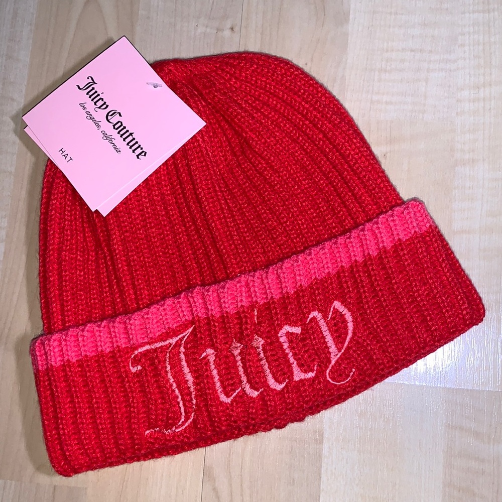 JUICY COUTURE Embroidered Fold Over Hat / Beanie / Toque